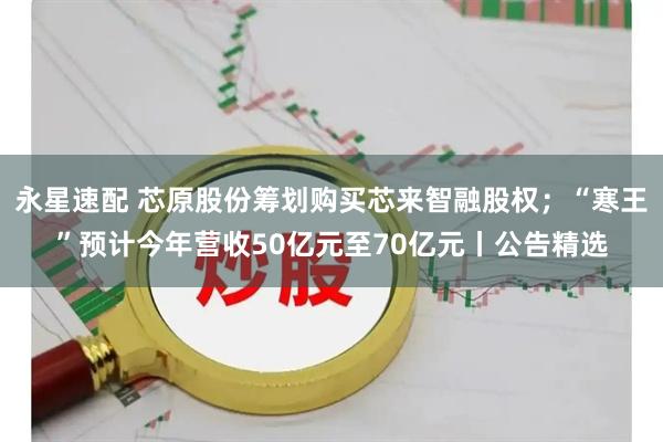 永星速配 芯原股份筹划购买芯来智融股权；“寒王”预计今年营收50亿元至70亿元丨公告精选